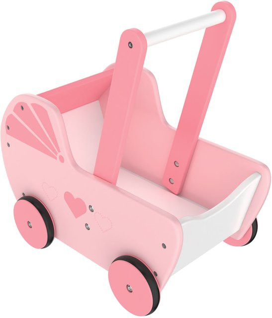 PLAYTIVE Puppenwagen aus Echtholz mit Polyester-Stoff - Bild 1