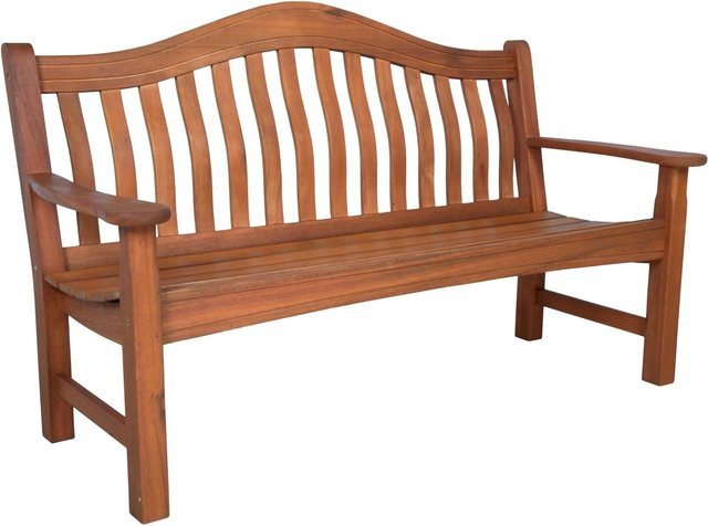 DELUKE Gartenbank CATRIN 3-Sitzer aus Eukalyptus-Hartholz in Natur Teak-Optik, Farbe: Braun, Breite: 151 cm - Bild 1