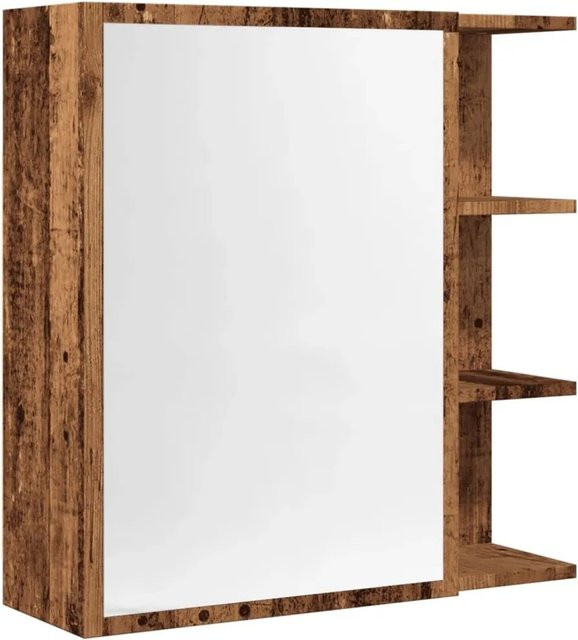 vidaXL Spiegelschrank in Altholz-Optik Braun mit Glastüren und Regalfächern, B/T/H: 62,5 x 20,5 x 64 cm - Bild 1