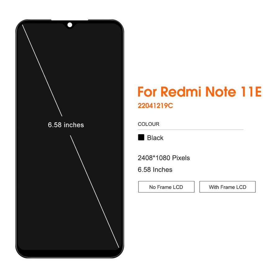 Xiaomi Redmi Note 11e LCD-Display Touchscreen mit Rahmen in Schwarz, 6.58 Zoll für Redmi 10 5G - Bild 2
