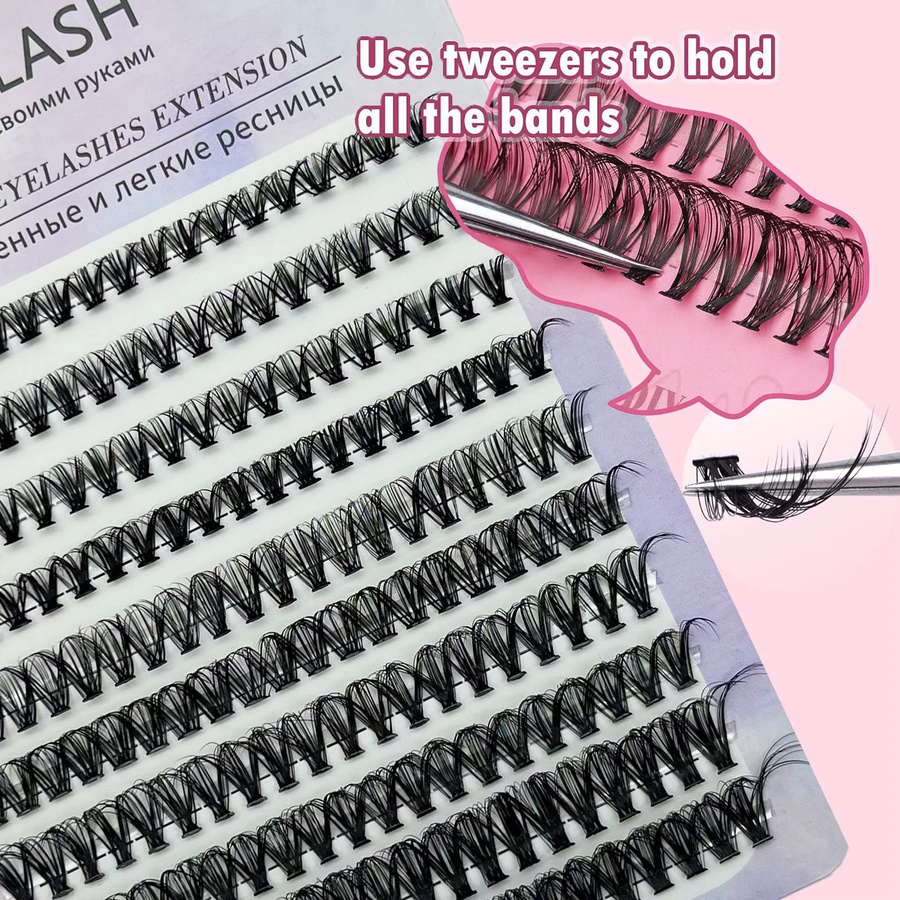 DIY-Wimpern Cluster 40D, Schwarz, Mischlängen - Bild 5