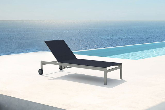 OUTFLEXX Rollliege in Schwarz mit Textilene und Edelstahl, verstellbare Rückenlehne, B/T/H: 212 x 71 x 36 cm - Bild 1