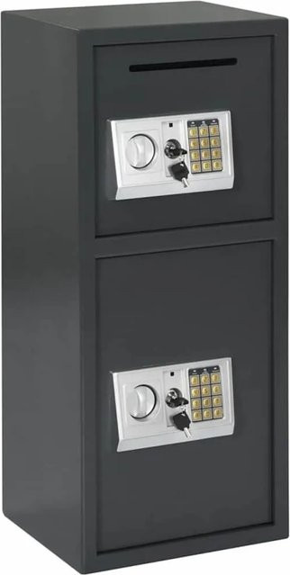 DELUKE Tresor BITO Digitaler Stahltresor mit Schloss in Dunkelgrau, B/T/H: 35 x 31 x 80 cm - Bild 1
