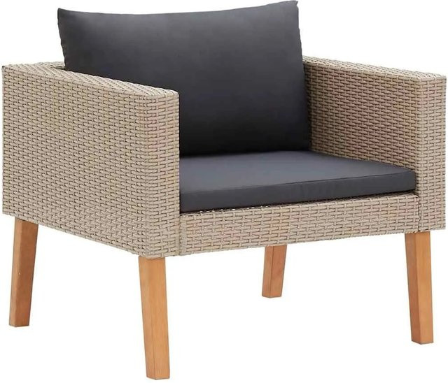 vidaXL 1-Sitzer-Gartensofa aus Poly Rattan mit Auflagen in Beige und Anthrazit - Bild 1