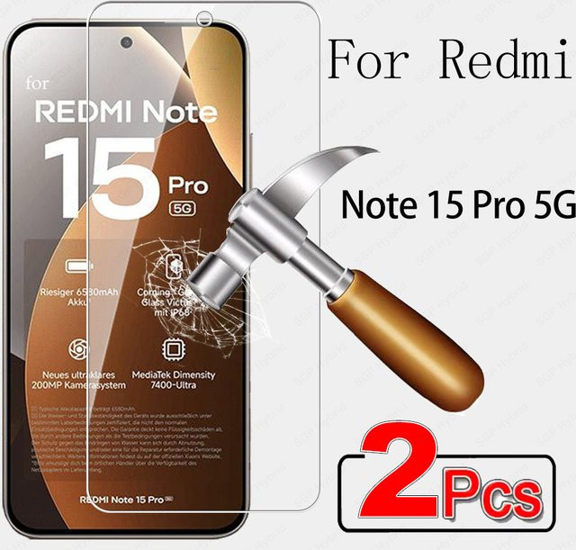 2er-Pack Xiaomi Redmi Note 15 Pro 5G Displayschutz aus gehärtetem Glas, transparent - Bild 1