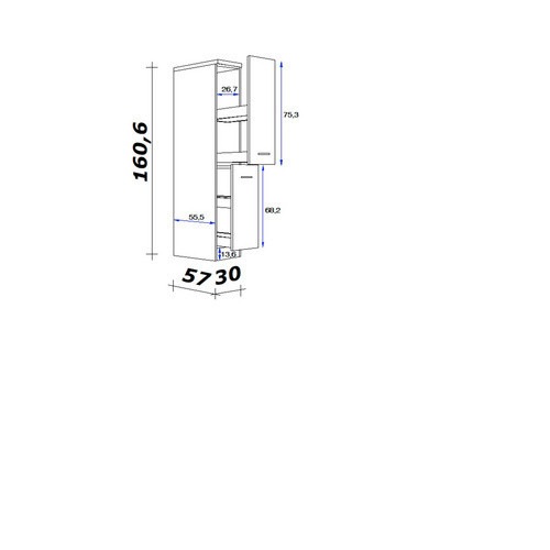 Apothekerschrank Samoa von Flex-Well in Weiß mit Eiche-Nachbildung, B/H/T: 30 x 161 x 60 cm - Bild 2