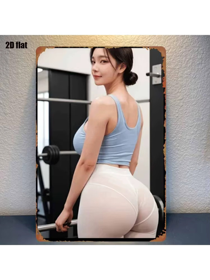 CIFBUY Vintage Metallblechschild Fitness Frauen Wanddekoration Mehrfarbig B: 30,0 cm, H: 20,0 cm - Bild 6