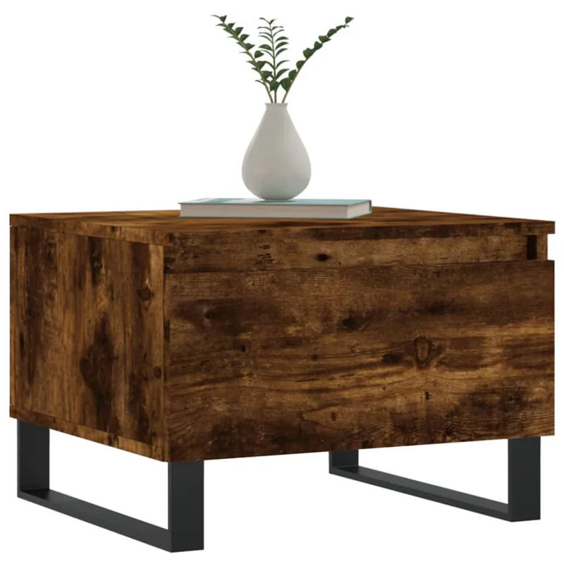 vidaxl Couchtisch Set 2 Stück Modern in Braun aus Geräuchertem Eichen-Composite und Metall B/T/H: 50 x 46 x 35 cm - Bild 3