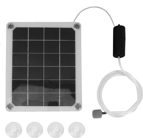 GoolRC Solar Teichbelüfter 20W Wasserdicht Geräuschlose Solar Aquarium Luftpumpe mit Luftblasensteinen in Schwarz
