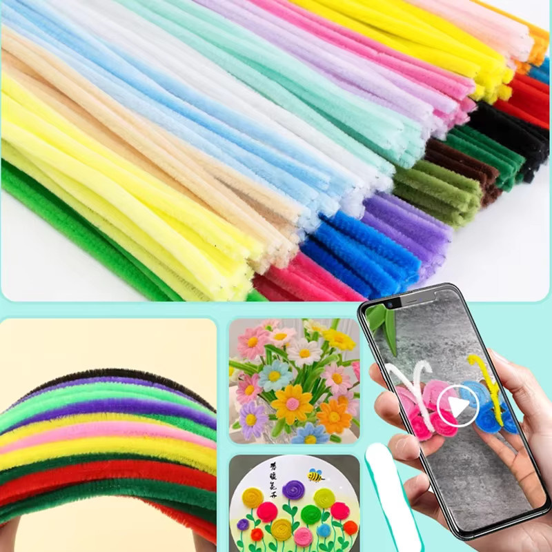 Chenille Stem Draht Rohr Reiniger, Plüsch, Multicolor, 100-1000 Stück - Bild 3