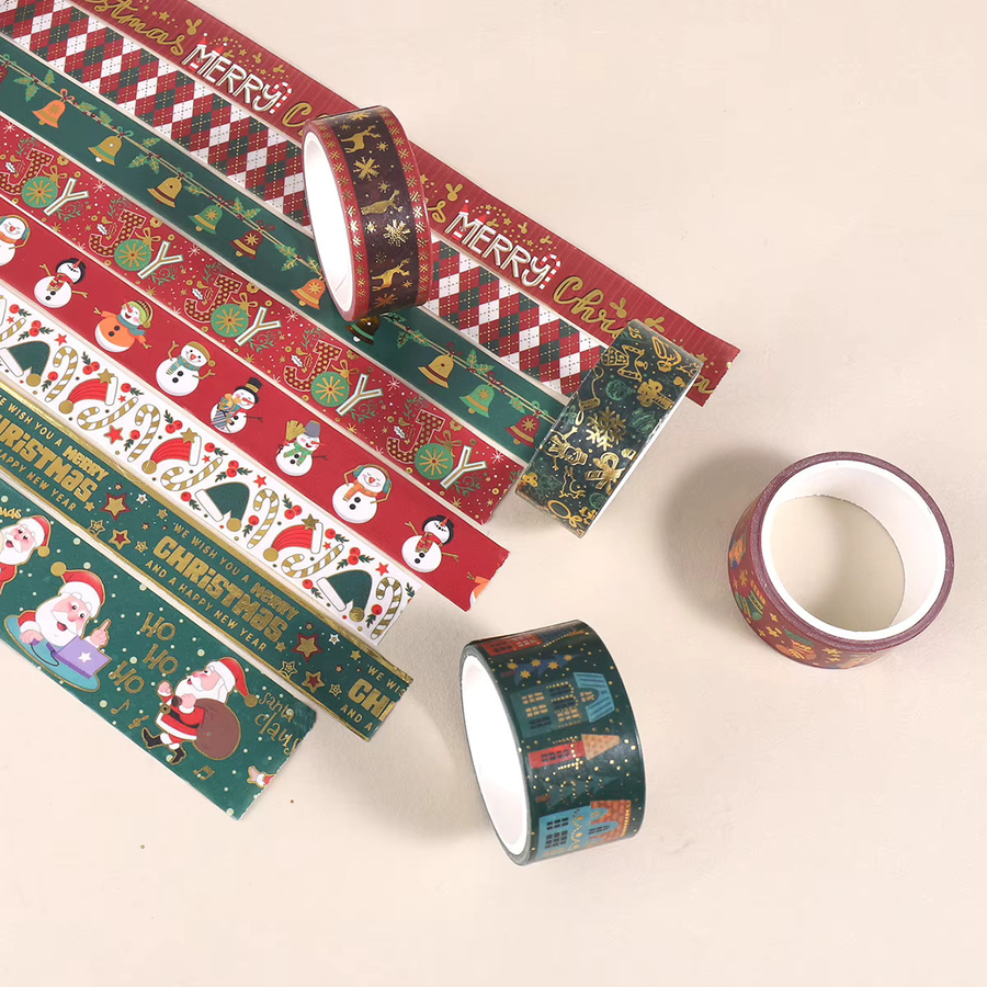 17 Rollen Washi-Tape Set mit weihnachtlichem Muster und Goldprägung in Multicolor für DIY-Scrapbooking und Geschenkdekoration - Bild 2