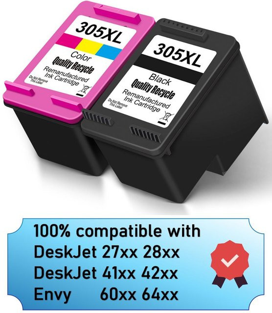 HP Tintenpatronen Set 305 XL Schwarz und Tri-Color für Deskjet und Envy Drucker - Bild 1