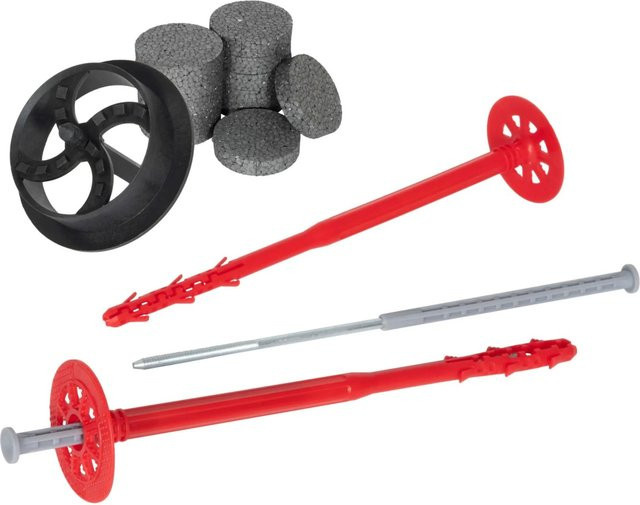 Protektor Dämmstoffdübel Set mit Stahlnagel und Rondelle sowie Fräser, Durchmesser: 10 mm, Länge: 260 mm, Farbe: Rot/Mehrfarbig - Bild 1