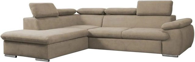 Vente-unique Schlafsofa Fabien in Beige mit L-Form und Ausziehfunktion - Bild 1