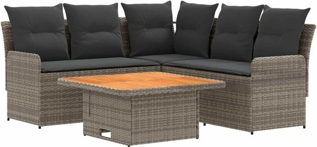 vidaXL Gartenmöbelset aus PE-Rattan mit Kissen in Grau und Dunkelgrau - Bild 1