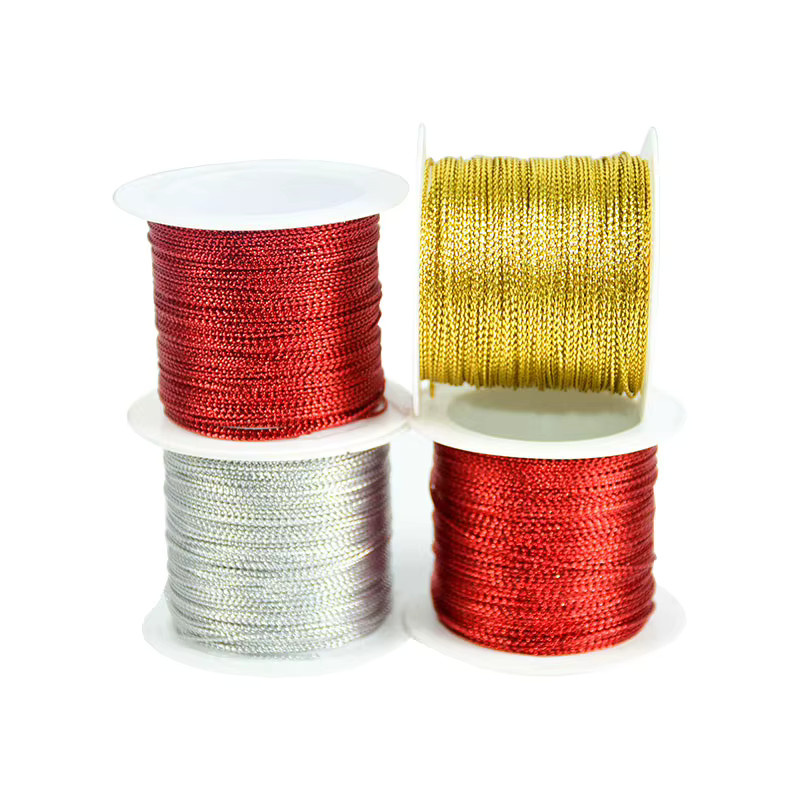 20 Meter Seidenfaden Set in Gold, Silber und Rot für DIY-Armbänder, Nähen und Dekoration, 1 mm Dicke - Bild 2