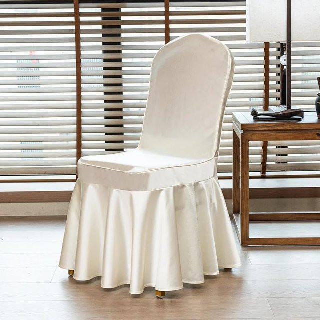 Yiran Furniture Stuhlbezug mit Rockfalten aus elastischem Spandex in Weiß für Esszimmerstühle und Bankette - Bild 1