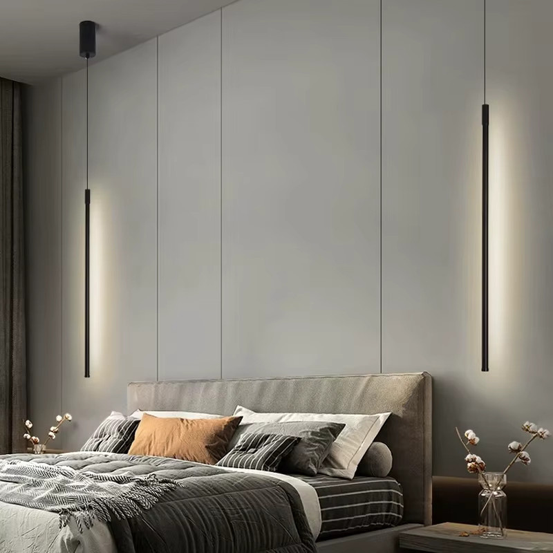 DAMIASMIL LED-Streifen-Pendelleuchte Neon Flex in Schwarz für Wohnzimmer und Schlafzimmer - Bild 2