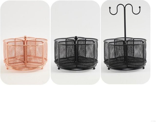 C90C Metal Mesh Schreibtisch-Organizer mit 5 Fächern und Schlüsselbundhaken für dein Büro - Bild 1