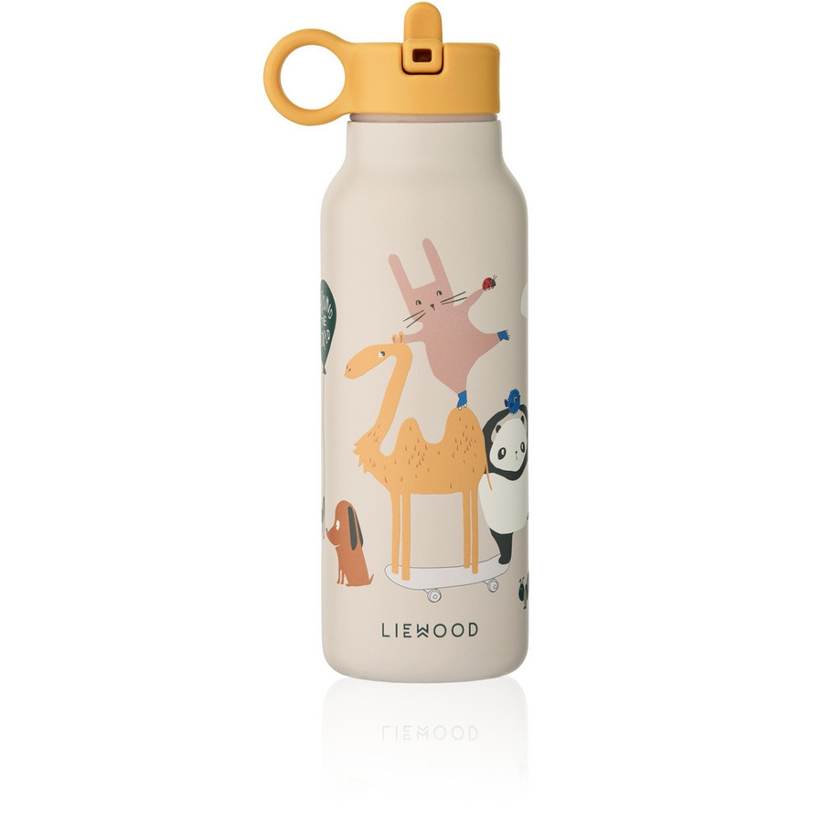 Liewood Falk Wasserflasche aus Edelstahl mit Strohhalm, auslaufsicher, Farbe: Sandy, 350 ml - Bild 1