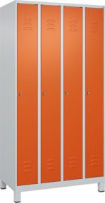 C+P Spind Classic PLUS Garderobenschrank mit 4 Abteilen, Stahl, Lichtgrau, H x B x T: 195 x 100 x 50 cm - Bild 1
