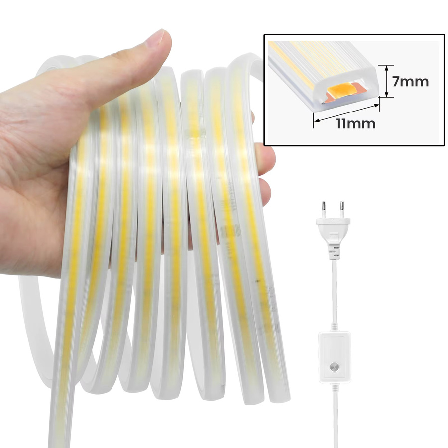 HEGEHE Dimmbarer COB LED-Streifen mit EU-Stecker, Wasserdicht, Weiß, 220 V - Bild 5