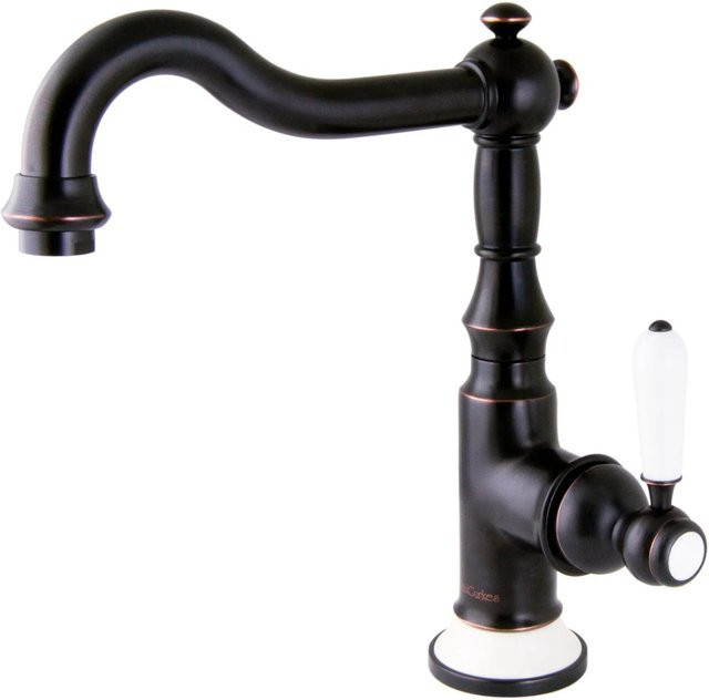 PaulGurkes Nostalgie Küchenarmatur und Waschtischarmatur im Retrodesign mit Hebelmischbatterie und Schwenkauslauf, Mattschwarz - Bild 1