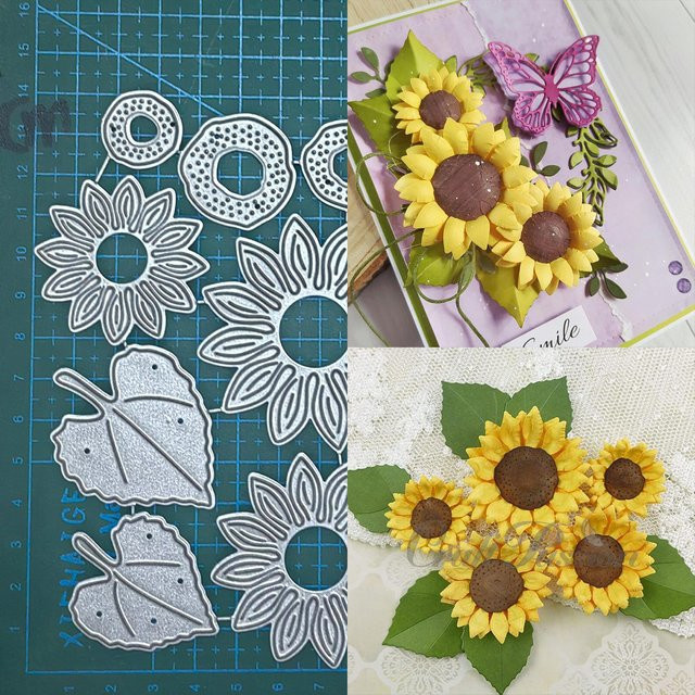 Metall-Stanzform Sonnenblume in Silber für Papier und Bastelarbeiten - Bild 1