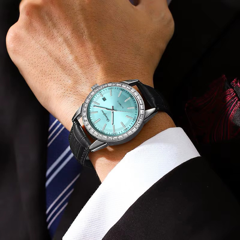 Dianpai Armbanduhr, Automatik, Edelstahl, Leder, Blau, Herren - Bild 4