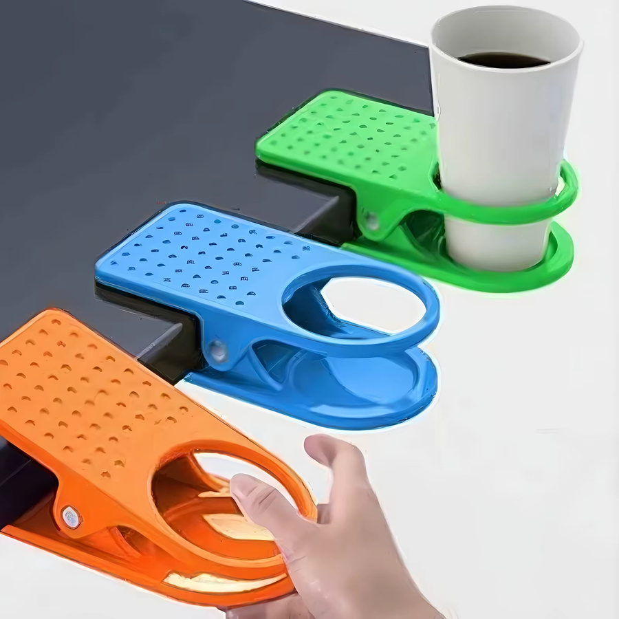 Kreativer Becherhalter aus Kunststoff mit großem Clip für deinen Schreibtisch im Büro oder Besprechungsraum - Bild 2