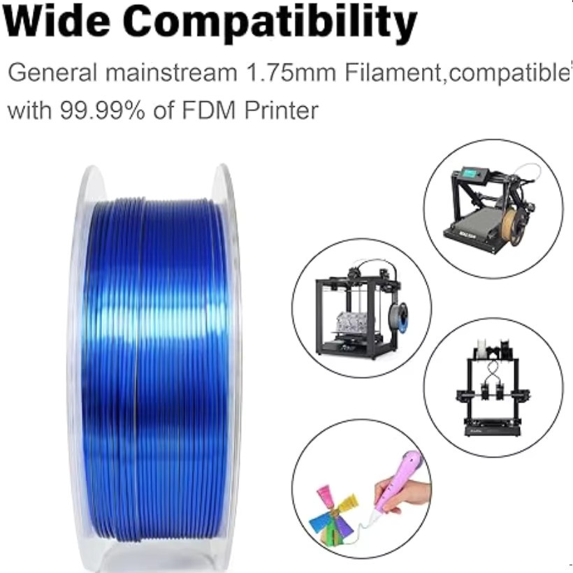 3D Maliang Tricolor Seide PLA Filament 1,75 mm Mehrfarbig Rot Blau Grün für FDM 3D-Drucker - Bild 4