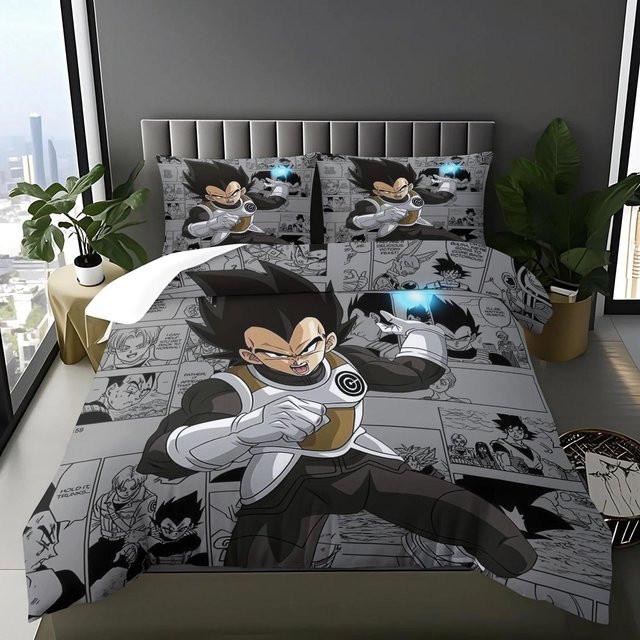 Binchi Fitness Anime Dragon Ball Bettwäsche-Set aus Mikrofaser mit Bettbezug und Kissenbezügen, Mehrfarbig, B/H: 220 x 230 cm - Bild 1