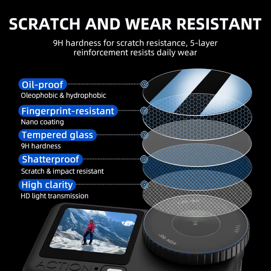 Flymile Displayschutzfolie aus gehärtetem Glas für DJI OSMO Action 6, transparenter Linsenschutz und HD-Schutzfolie für deine Action Camera - Bild 4
