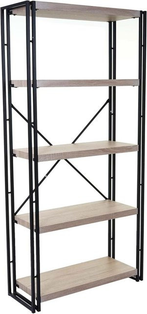 BERLINLODGE Bücherregal mit 3D-Struktur in Eiche-Optik, modernes Standregal mit 5 Ebenen, H x B x T: 165 x 80 x 30 cm - Bild 1