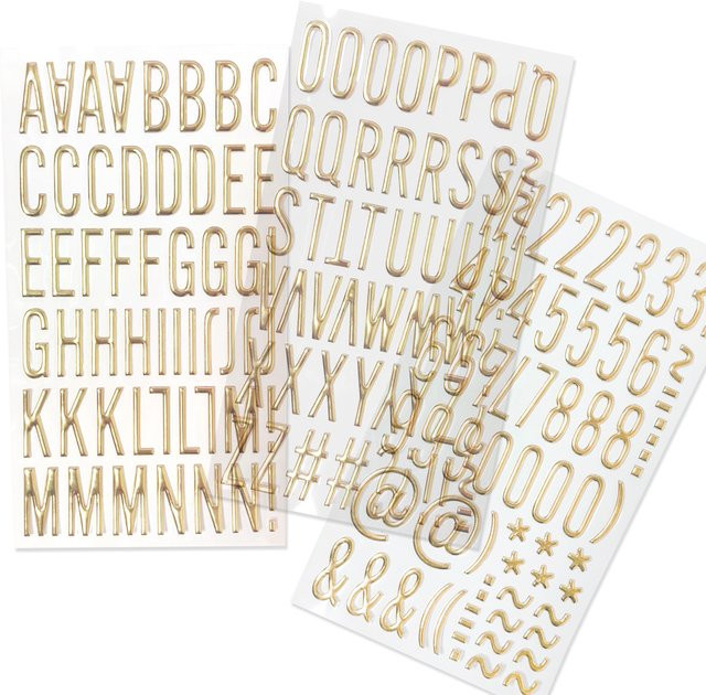3D Gold Alphabet und Zahlen Aufkleber, 170 Stück Selbstklebende Buchstaben und Ziffern für DIY Handwerk und Scrapbook, 25 mm - Bild 1