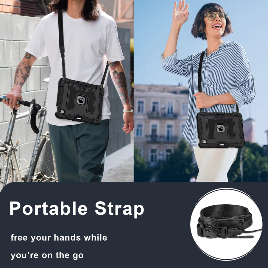 Robuste Hybrid-Schutzhülle für Apple iPad Air 11 und 13 (M4 2026), iPad 12. Generation, iPad Mini 6 und 7 mit Stifthalter und Ständer, Schwarz und Rot - Bild 6