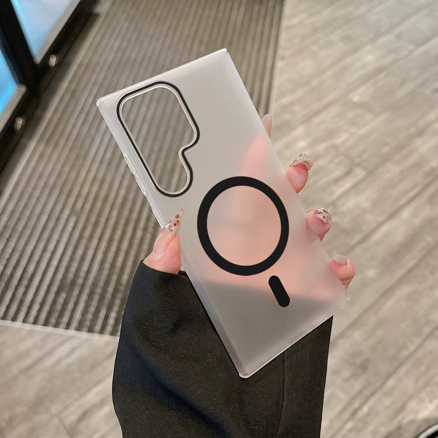 Transparente magnetische Schutzhülle für Samsung Galaxy S25 Ultra, S24 FE, S23, A56 5G, A17, A16, A15, A55, A54, A06 – Ultradünne matte Hülle in Weiß - Bild 2