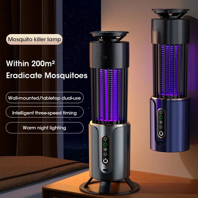 NOCCLILI Mückenvernichter-Lampe in Schwarz mit USB-Timing und Camping-Funktion - Bild 1