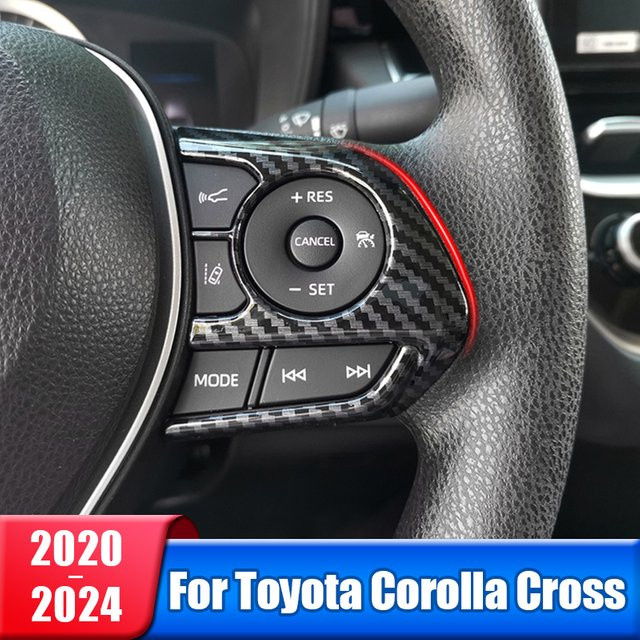 YaLumei Lenkrad-Tasten Abdeckung Trim Aufkleber für Toyota Corolla Cross XG10 in Schwarz mit Carbon-Optik aus ABS - Bild 1