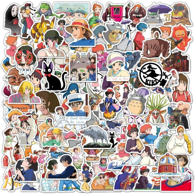 100 Stück Hayao Miyazaki Anime Aufkleber in Multicolour für Laptop, Skateboard und Auto - Bild 1