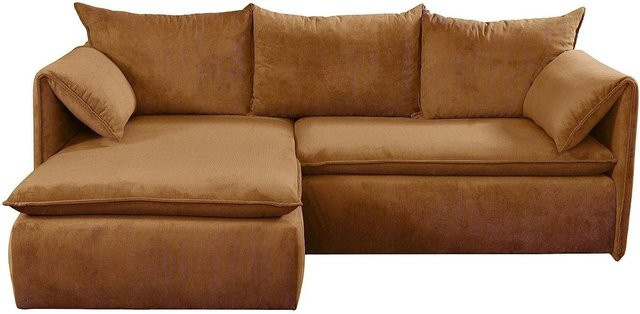 Vente-unique Schlafsofa Teodora in Terracotta mit Cord-Bezug und L-Form, Breite: 230 cm - Bild 1