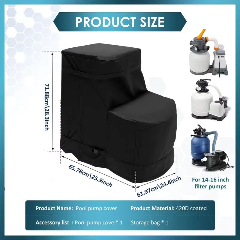 Intex Poolpumpenabdeckung aus 420D-Stoff in Schwarz für Filter mit 35,56–40,64 cm Durchmesser mit Klettverschluss - Bild 5