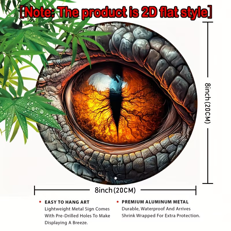 Dragon's Eye 2D Flat Metal Sign von Potdemiel – Runde Aluminium-Wandkunst mit mystischem Design in Multicolour, Durchmesser: 20 cm - Bild 2