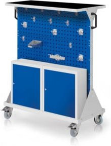 Kappes RasterMobil Rollbarer Lagerwagen Größe 3 in Grau und Blau mit 4 Loch- und 2 Schlitzplatten, Höhe: 127 cm - Bild 1