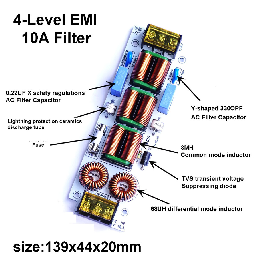 DYKB Metered AC EMI-Filter Elektromagnetischer Störungsunterdrücker für Audio-Verstärker 6A 10A 110V 220V - Bild 1