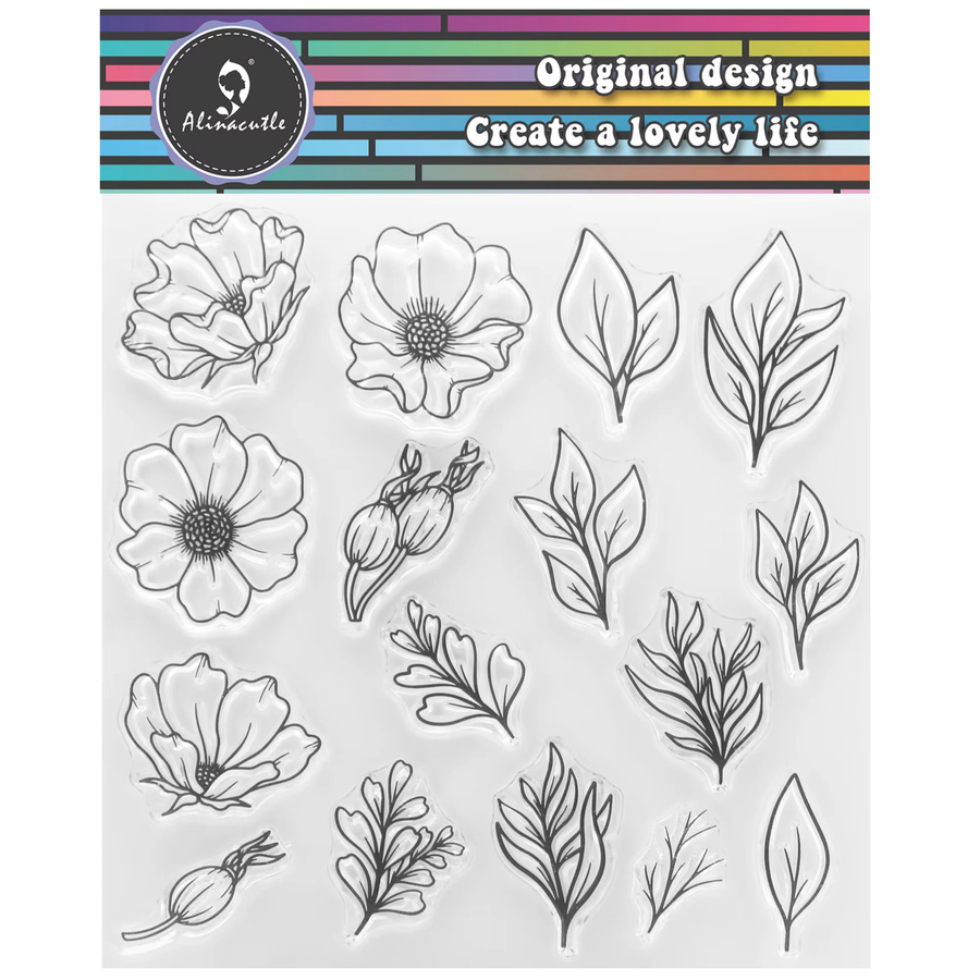 Alinacutle Metall-Stanzformen mit transparenten Stempeln für Blumen-Motive zum Basteln und Scrapbooking - Bild 2