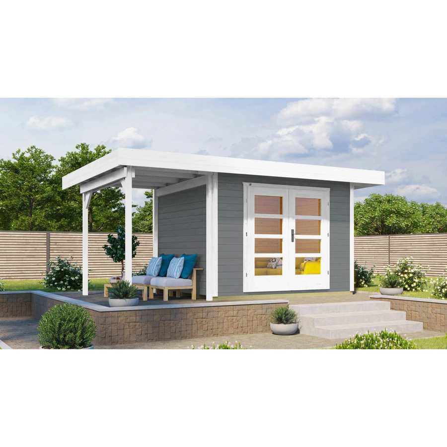 WEKA Gartenhaus 126 A Gr.2 aus Holz in Grau mit Flachdach und modernem Design B/H/T: 500 x 226 x 375 cm - Bild 2