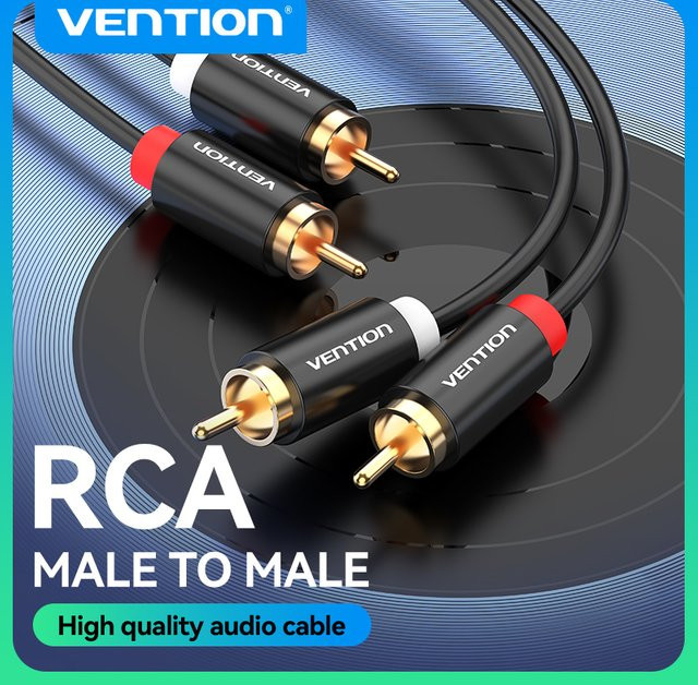 Vention 2 RCA auf 2 RCA Audiokabel vergoldetes Cinch-Aux-Kabel für Heimkino und Lautsprecher in Schwarz - Bild 1
