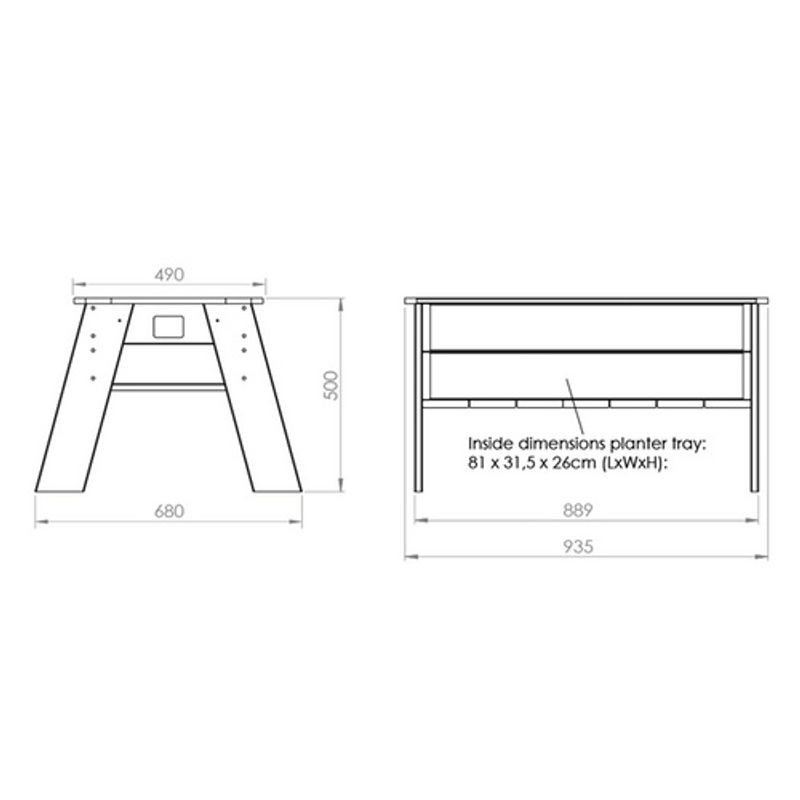 EXIT Aksent Kinder Hochbeet L aus Kiefernholz in Grau, B/H/L: 68 x 50 x 94 cm, 45 l - Bild 3