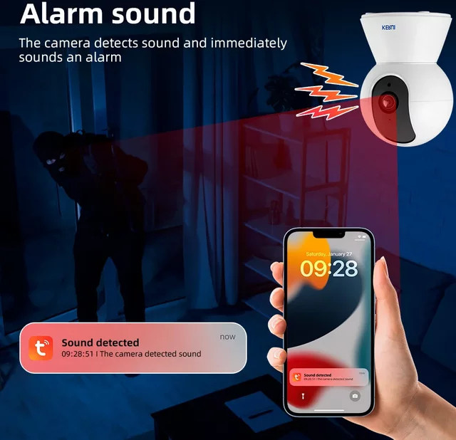 KERUI Smart Mini WiFi IP Kamera 8MP 4K HD Tuya Sicherheit Überwachungskamera mit Auto Tracking, Weiß - Bild 1